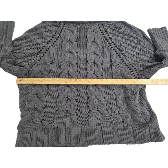 Marla Wynne Women's M Charcoal Chunky Cable Knit Grandmacore Sweater - Picture 9 of 12